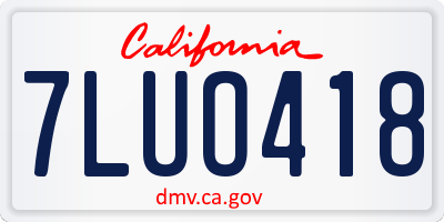 CA license plate 7LUO418