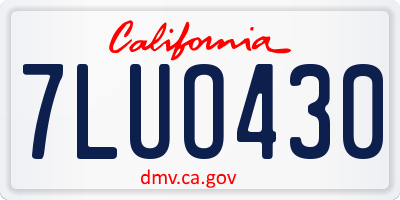 CA license plate 7LUO430