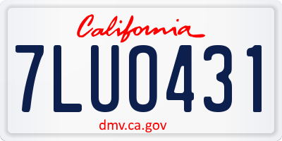 CA license plate 7LUO431