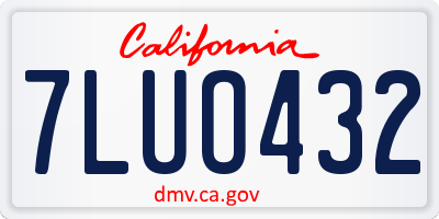 CA license plate 7LUO432
