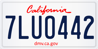 CA license plate 7LUO442