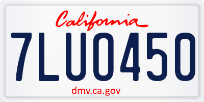 CA license plate 7LUO450