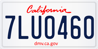 CA license plate 7LUO460