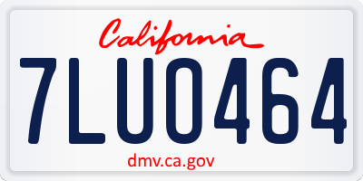 CA license plate 7LUO464