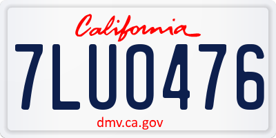 CA license plate 7LUO476