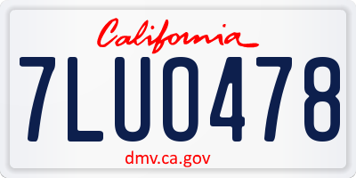 CA license plate 7LUO478