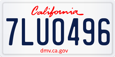 CA license plate 7LUO496