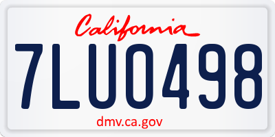 CA license plate 7LUO498