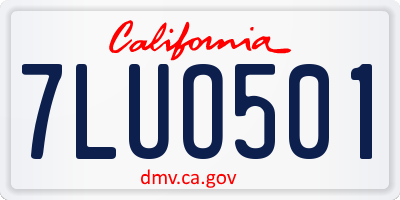 CA license plate 7LUO501