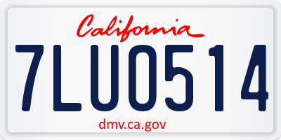 CA license plate 7LUO514