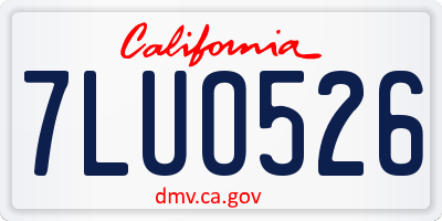 CA license plate 7LUO526