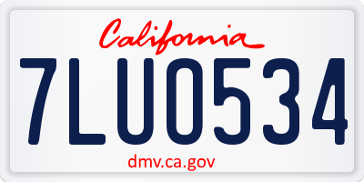 CA license plate 7LUO534