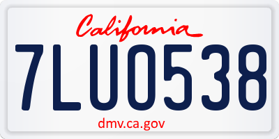CA license plate 7LUO538