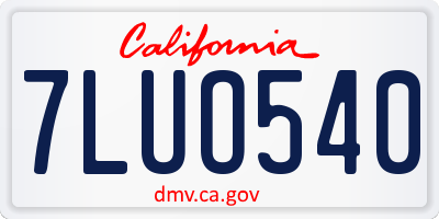 CA license plate 7LUO540