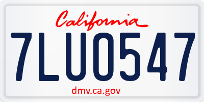 CA license plate 7LUO547