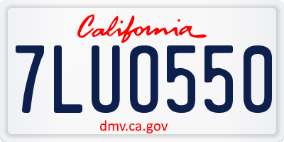 CA license plate 7LUO550