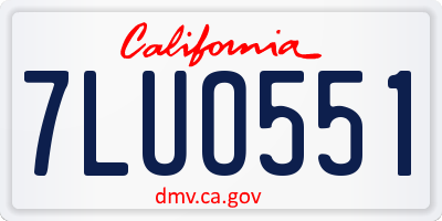 CA license plate 7LUO551
