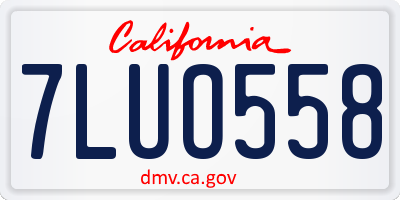 CA license plate 7LUO558