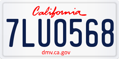 CA license plate 7LUO568