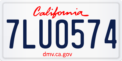CA license plate 7LUO574