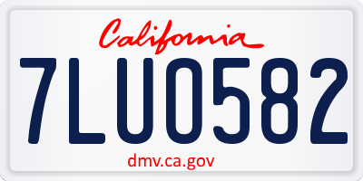 CA license plate 7LUO582