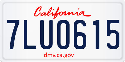 CA license plate 7LUO615