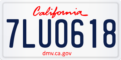 CA license plate 7LUO618