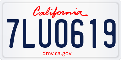 CA license plate 7LUO619