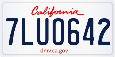 CA license plate 7LUO642