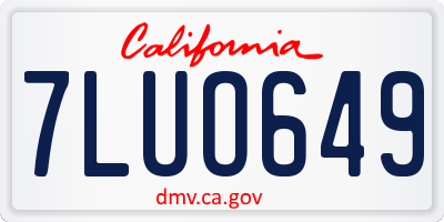 CA license plate 7LUO649