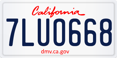 CA license plate 7LUO668