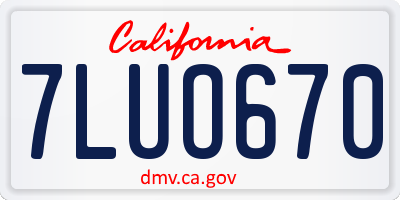 CA license plate 7LUO670