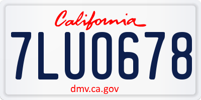 CA license plate 7LUO678