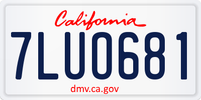 CA license plate 7LUO681