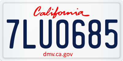 CA license plate 7LUO685