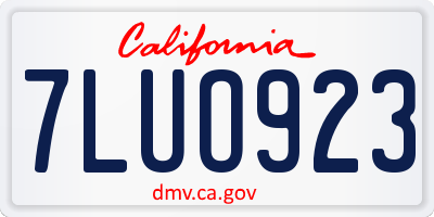 CA license plate 7LUO923