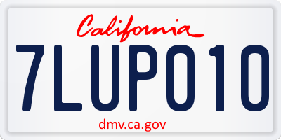 CA license plate 7LUP010