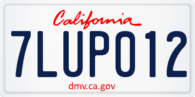 CA license plate 7LUP012