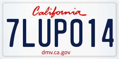 CA license plate 7LUP014