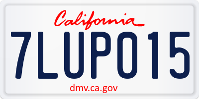 CA license plate 7LUP015