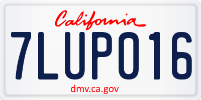 CA license plate 7LUP016