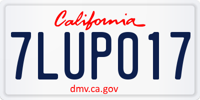CA license plate 7LUP017