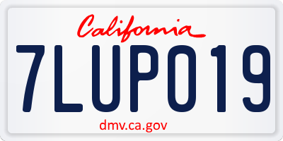 CA license plate 7LUP019