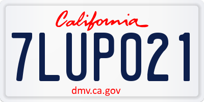 CA license plate 7LUP021