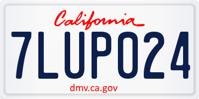 CA license plate 7LUP024