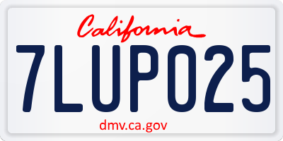 CA license plate 7LUP025