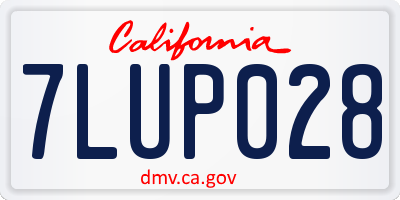 CA license plate 7LUP028
