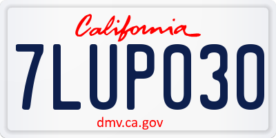 CA license plate 7LUP030