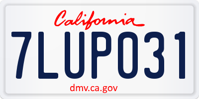 CA license plate 7LUP031