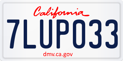 CA license plate 7LUP033